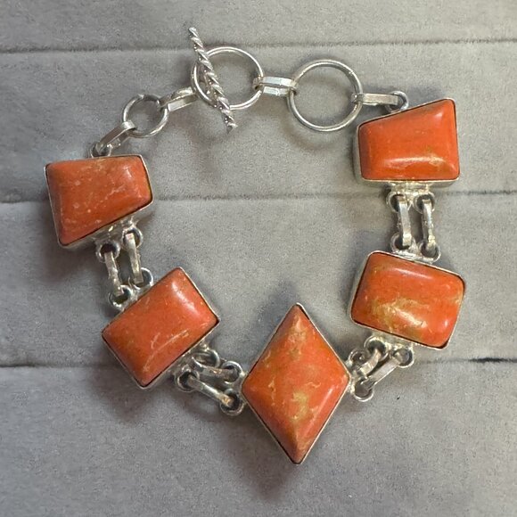 Red Jasper and STerling Silver Bracelet - Picture 2 of 5